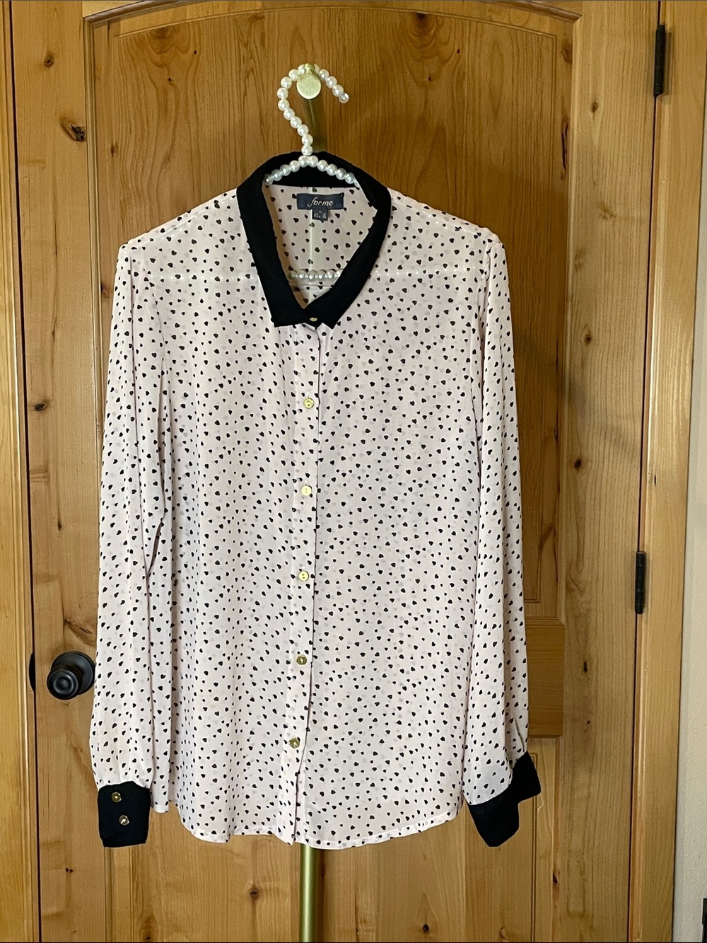 jf j.ferrar Pink Polka Dot Button-Down Shirt with Black Trim
